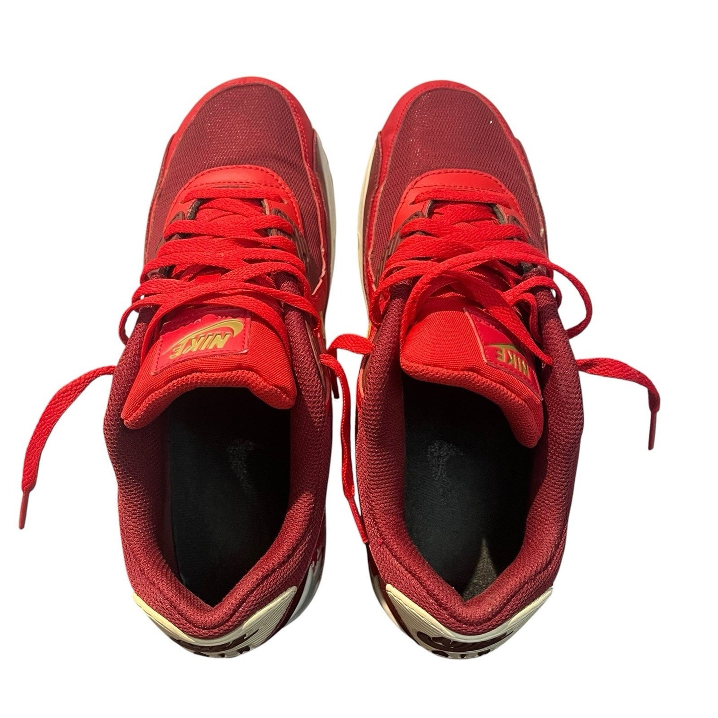 Nike Air Max 90 Essential Game Red-Elemental Gold Sz 10.5 Rare! [537384-607]
