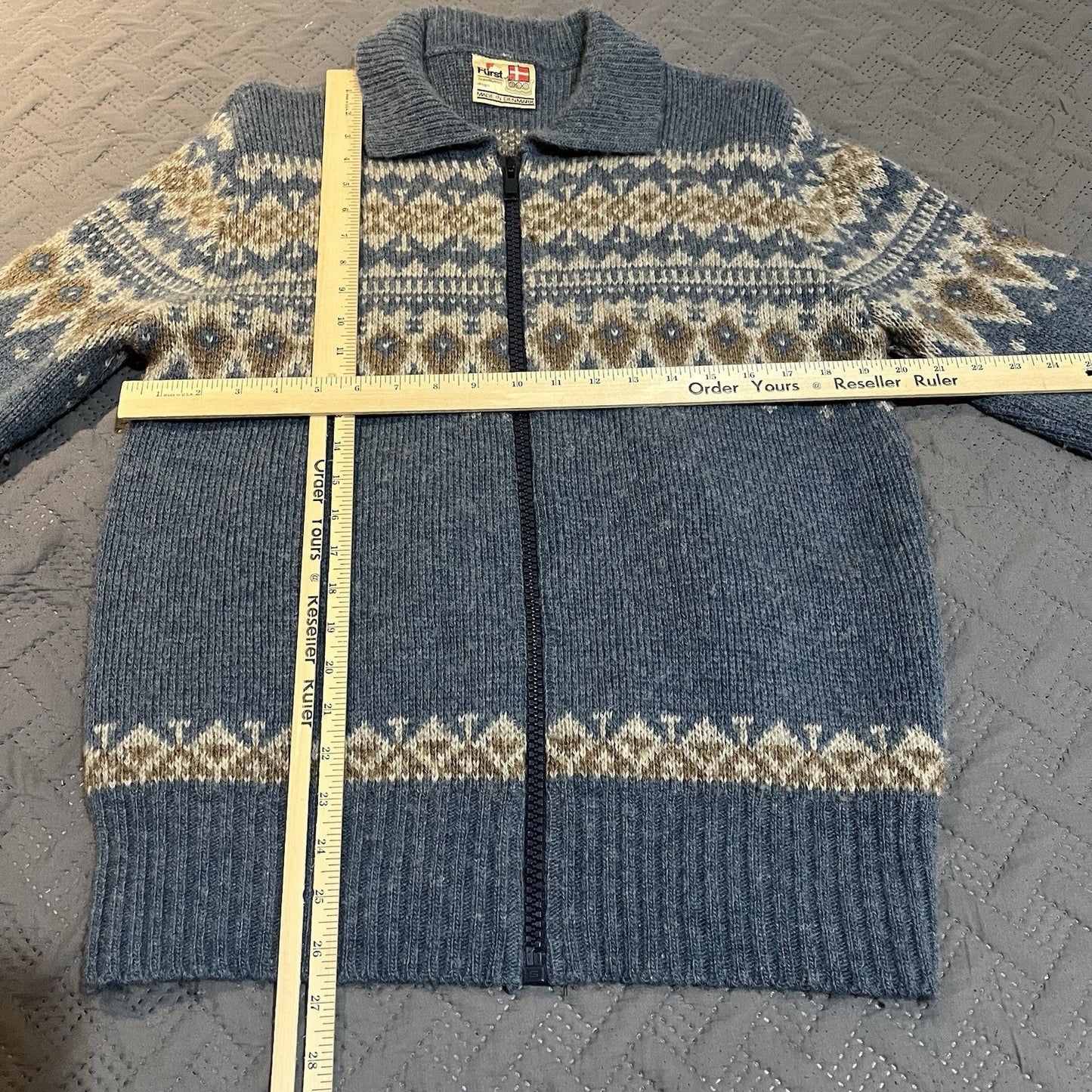 Furst Men's M zip woolblend denmark made scandinavian design full zip sweater