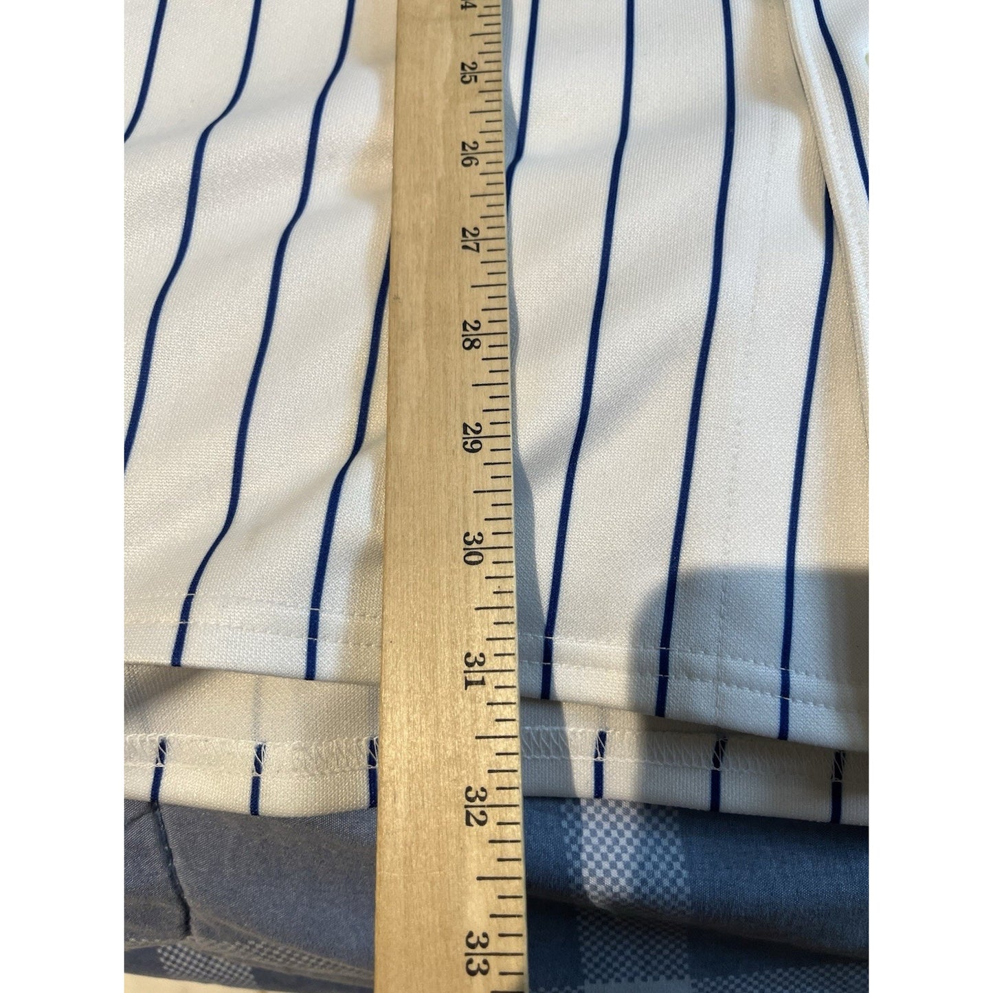 Majestic Men's XL MLB New York Mets white/blue pinstripe baseball jersey