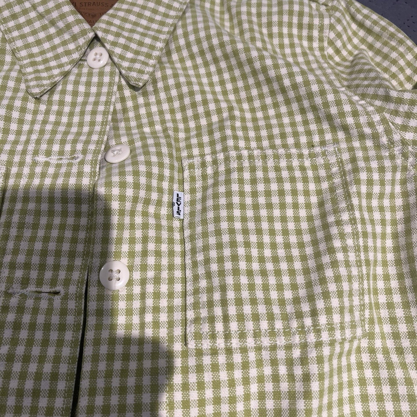 Levi's Premium Women's XS collard long sleeve checkered chore button jacket