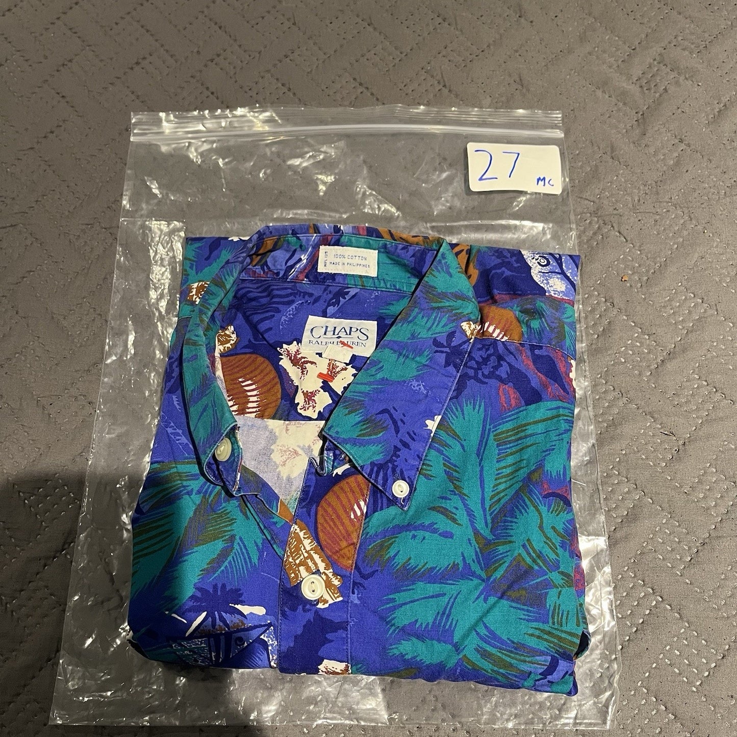Vtg Chaps Ralph Lauren Men's L hawaiian button-down all over print shirt