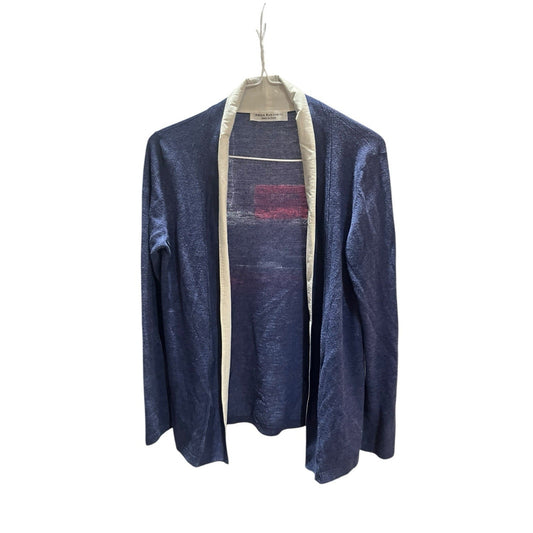 Amina Rubinacci Women's 38 navy cashmere blend long sleeve open front cardigan
