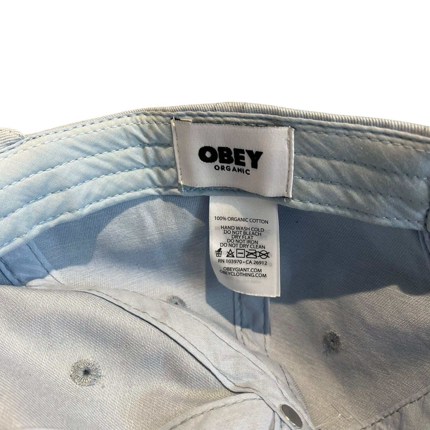 Obey Organic baby blue 6 panel strapback hat NWT