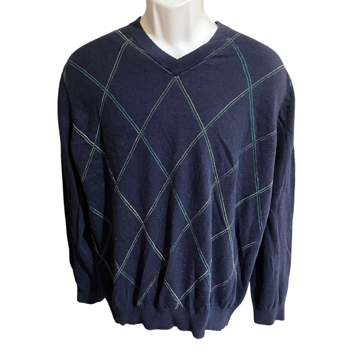 vtg Bobby Jones Men's L wool/cashmere blend knit argyle golf sweater