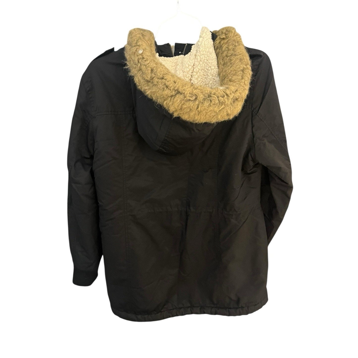Levis Parka Womens Large Black Sherpa Lined Faux Fur Hooded Coat Jacket