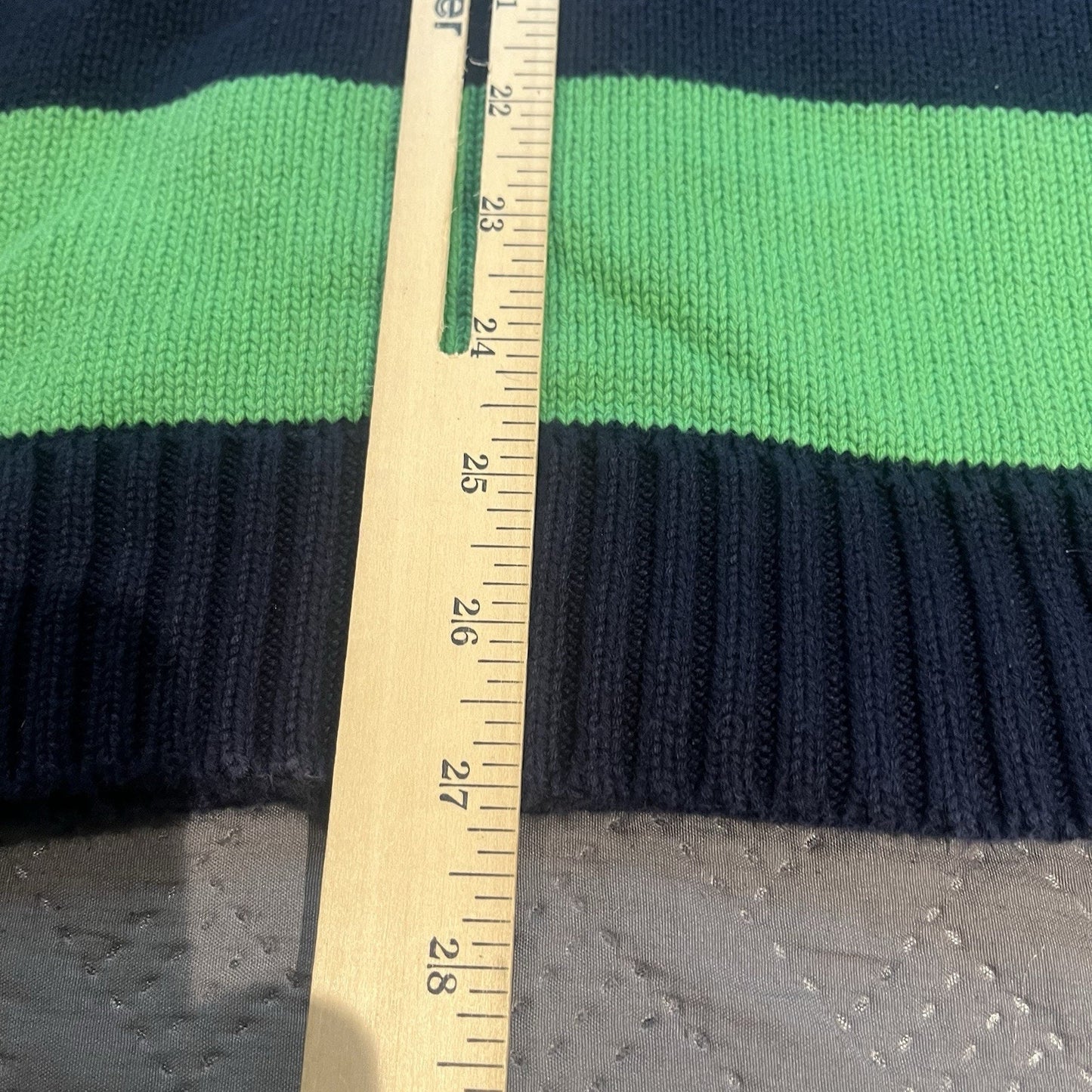 Lauren Ralph Lauren Women's XL Knit Mock Neck 1/4 zip Sweater Striped Blue Green