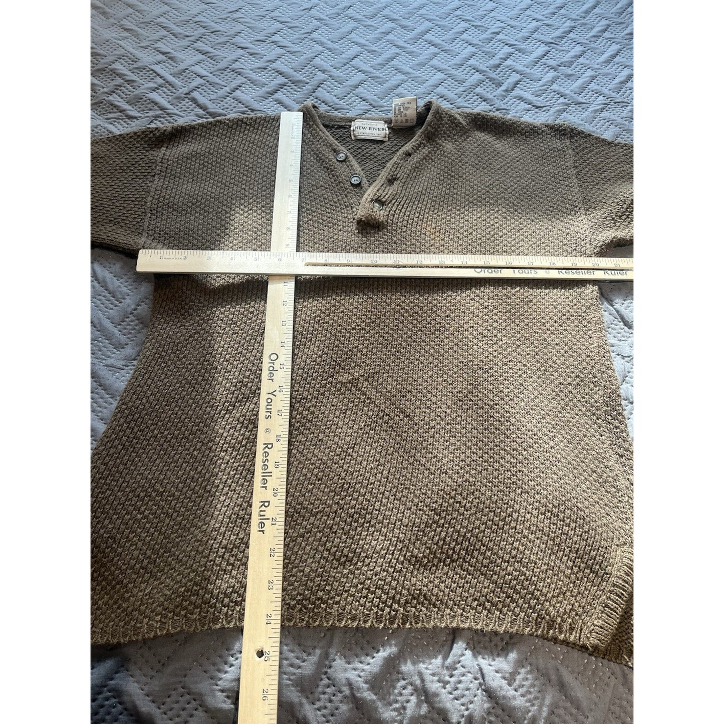 New River Men's S ramie blend waffle kniy henley sweater