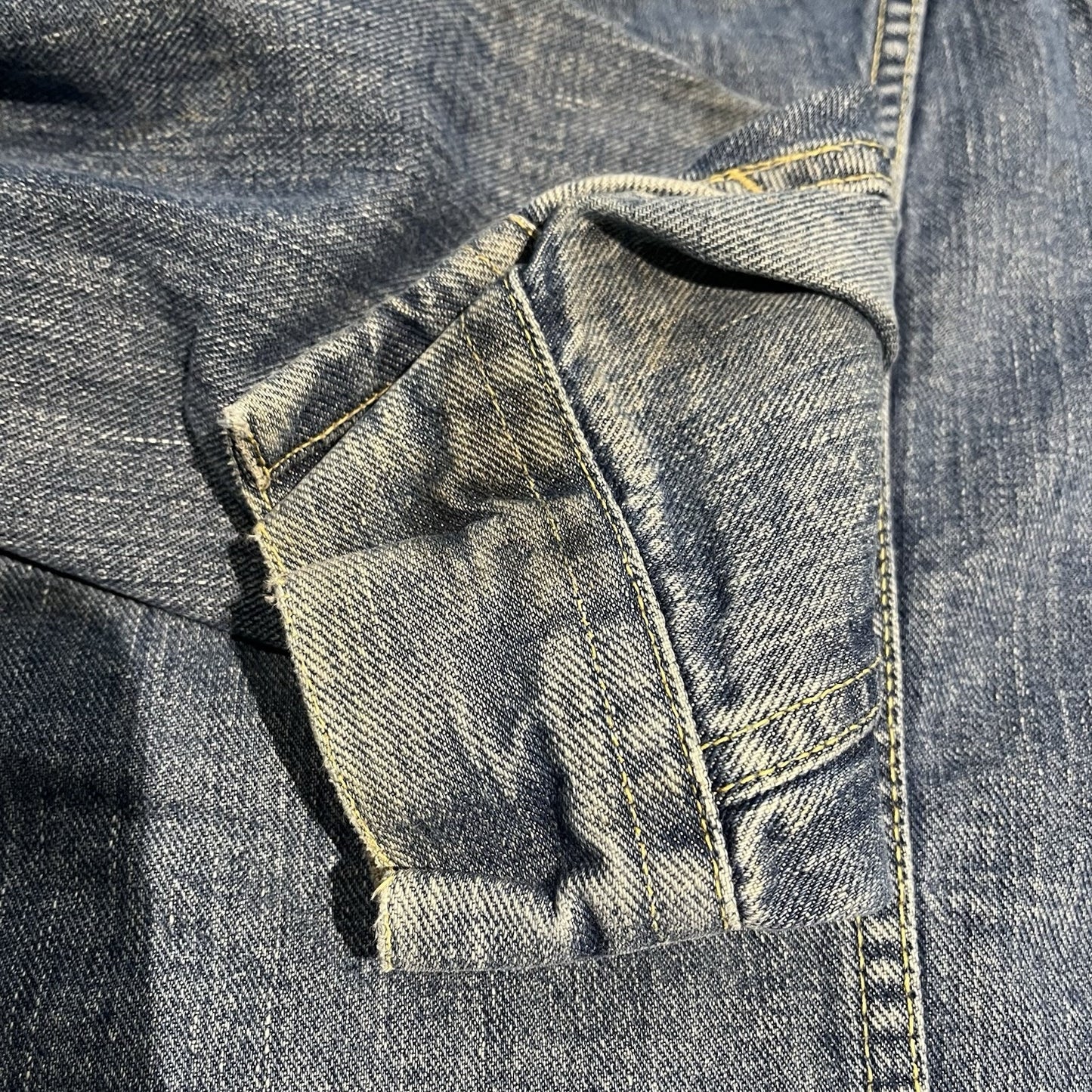 Vtg Lee Sanforized Women's M lace applique blue union made denim jacket