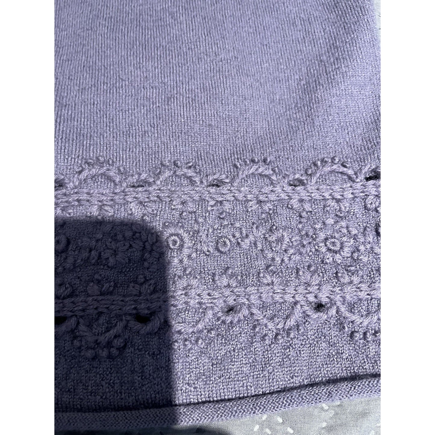 Vtg Herman Geist women's M purple 100% wool cardigan sweater