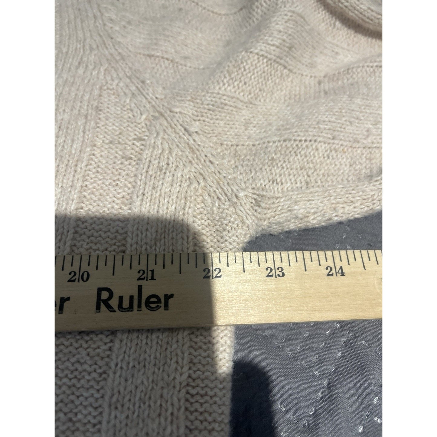 Woolrich Women's L Cream Heather 1/4 Zip Pullover Chunky wool blend Sweater