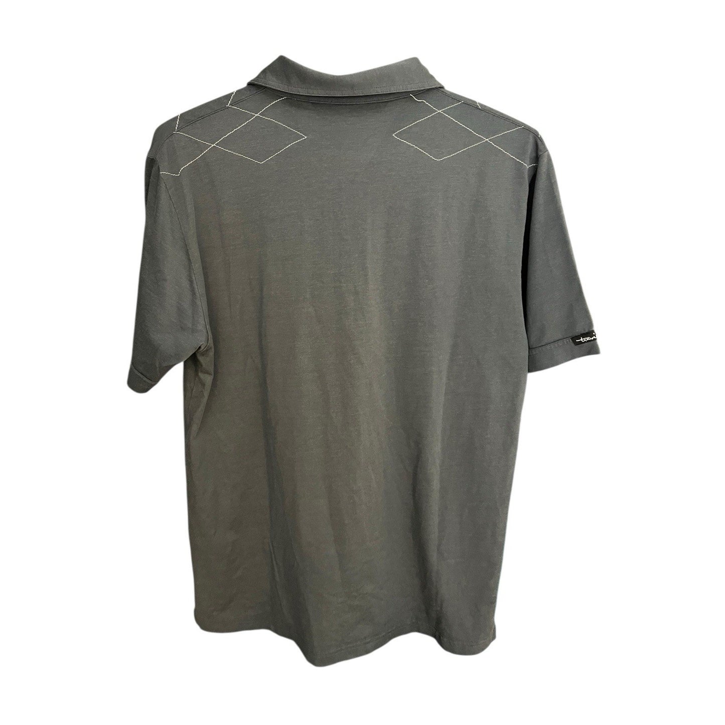 Travis Matthew Men's M embroidered collard pima cotton blend grey polo shirt