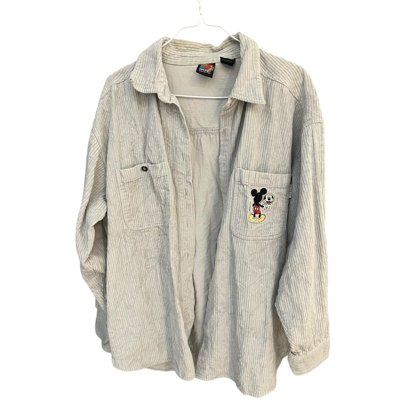 VTG Mickey Unlimited Men's M Corduroy Button Down Long Sleeve Shirt Cotton