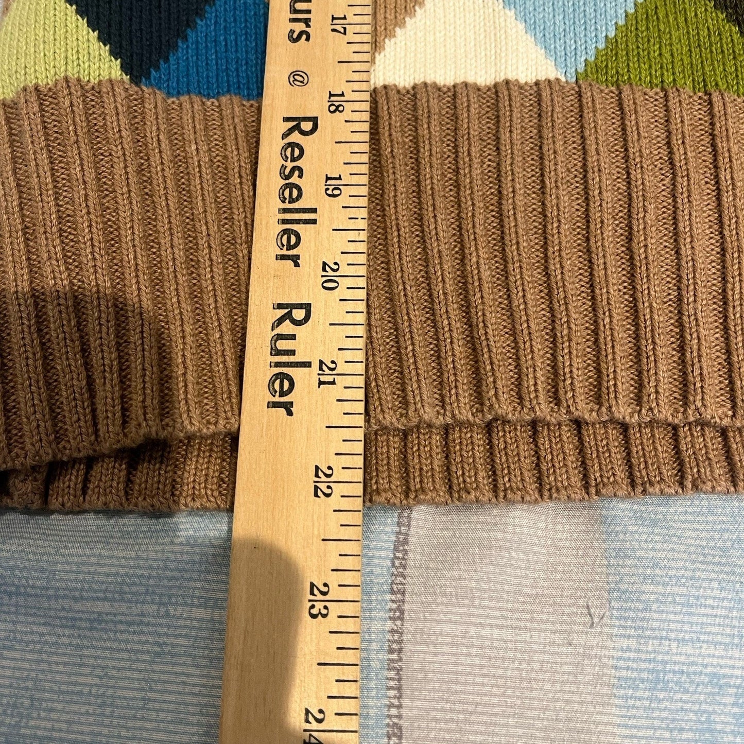 Tommy Hilfiger Women's L rustic chic long sleeve argyle knit v-neck sweater NWT