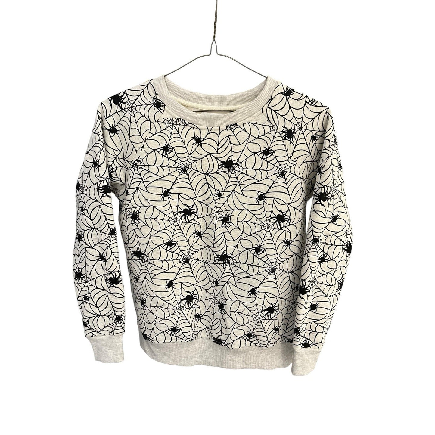 LA Soul Women’s S Spider Crew Neck Sweatshirt, Gray & Black