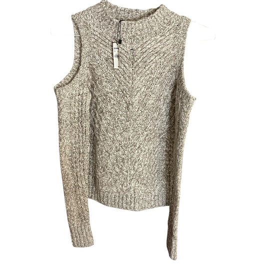 Express Women's XS cold shoulder sleeve cable knit beige sweater NWT