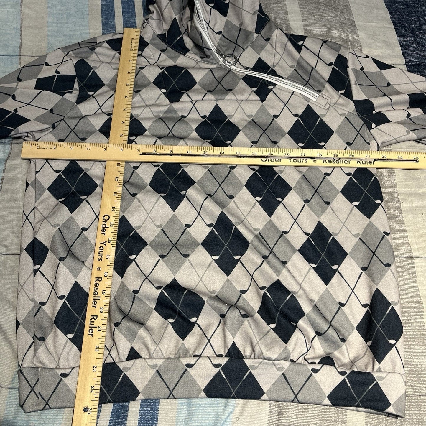 Cegolfs women's L side 1/4 zip argyle golf club all over print jacket