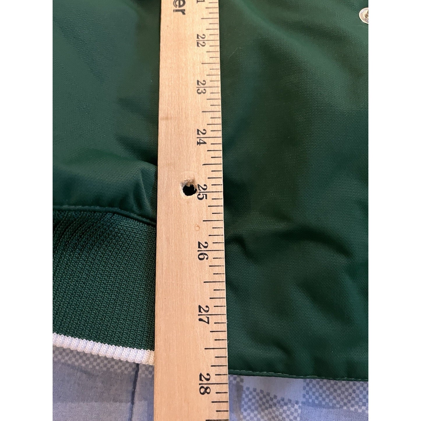 Vtg Russell Athletic Men's XL Baseball varsity Jacket Green 2 stripe white