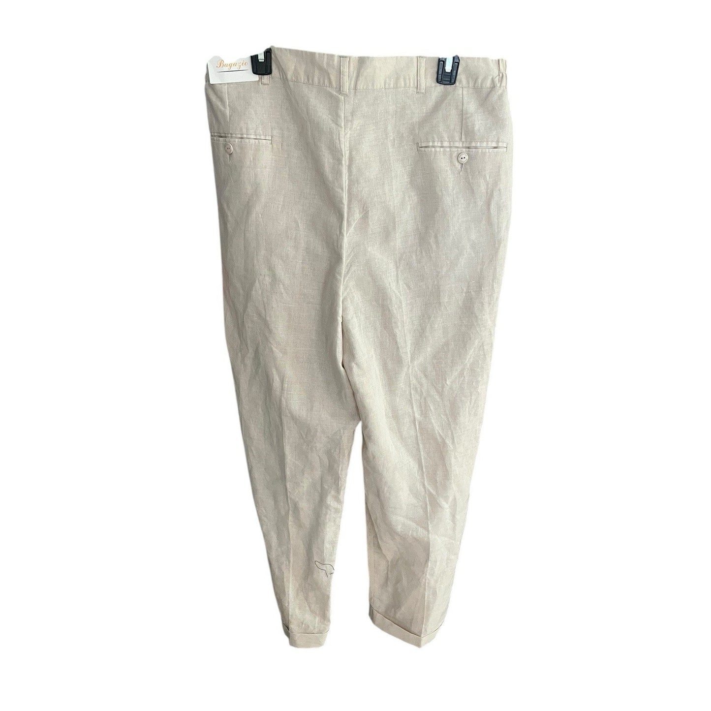 Bagazio Men's 36 x 33 ramie blend cuffed zara cream cuffed chino pants NWT