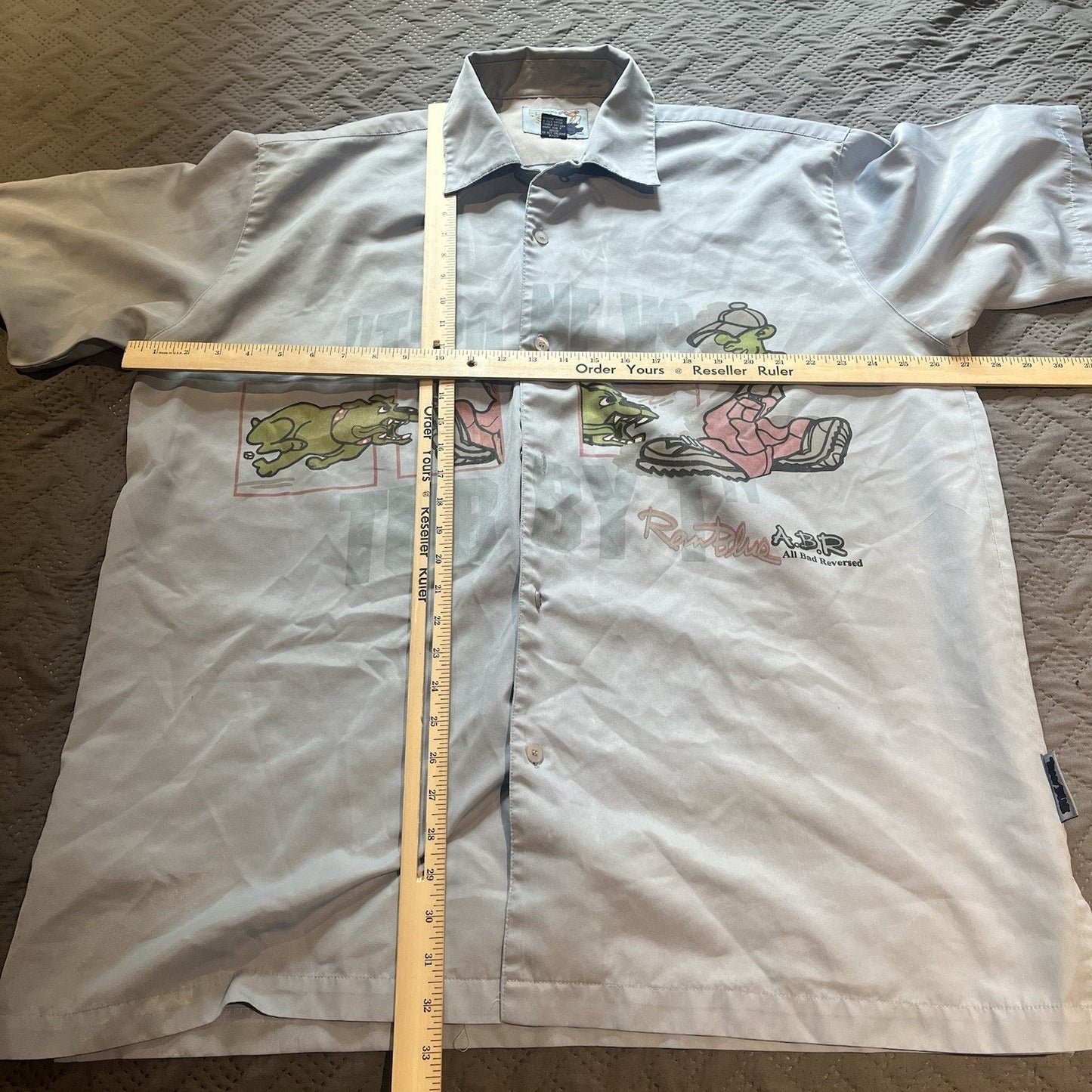 Vtg Raw blue Men's XL A.B.R graphic print button up shirt