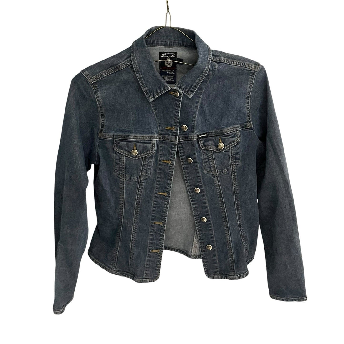 Faconnable Women's M Jacket Denim Blue Button Front