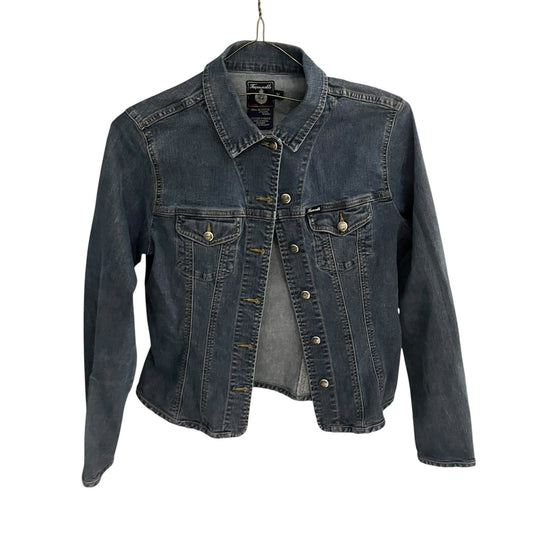 Faconnable Women's M Jacket Denim Blue Button Front