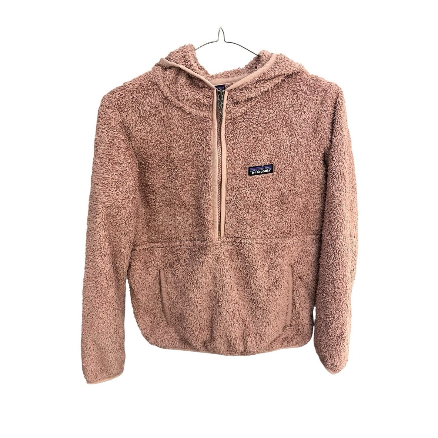Patagonia los gatos Women's S 1/2 zip hooded pullover pink fleece jacket