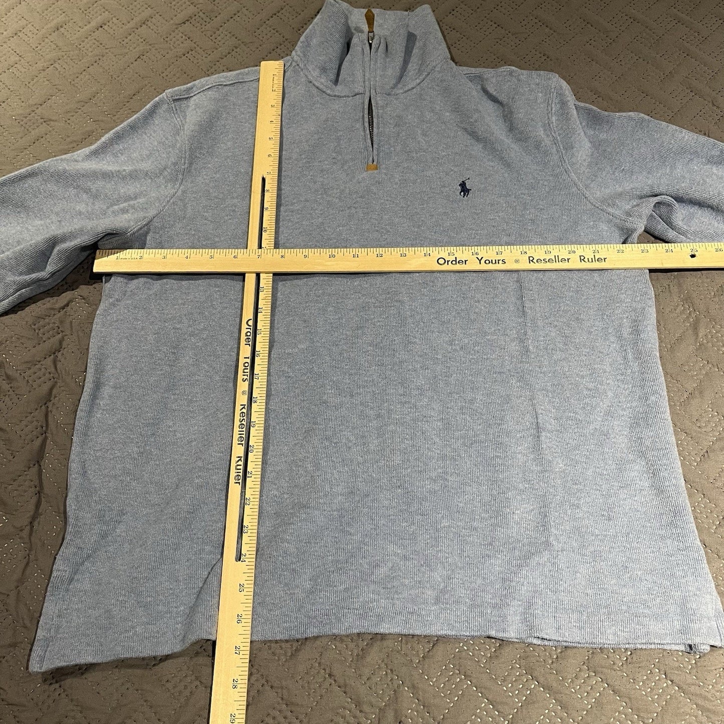 Vtg Polo Ralph Lauren Men's L blue high neck 1/4 zip sweater