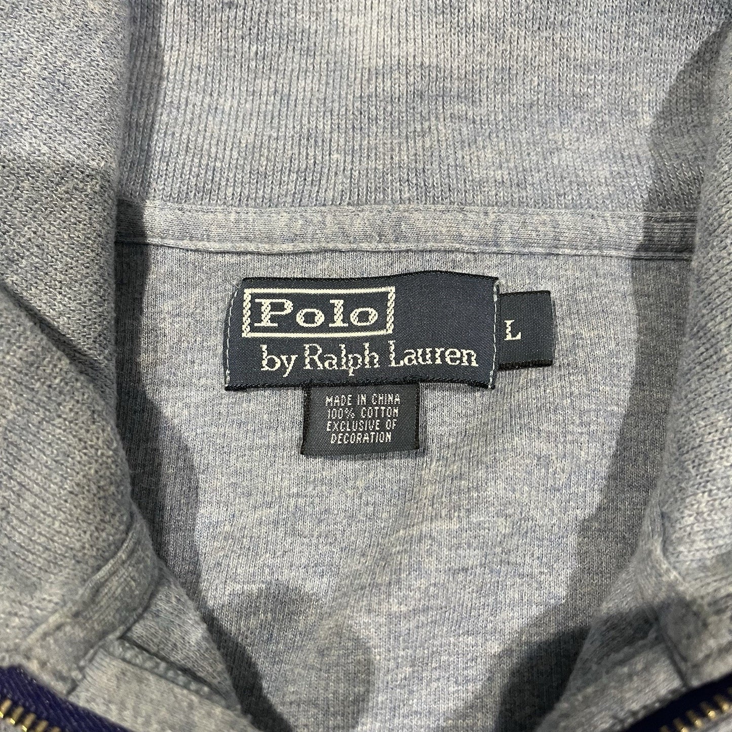 Vtg Polo Ralph Lauren Men's L blue high neck 1/4 zip sweater