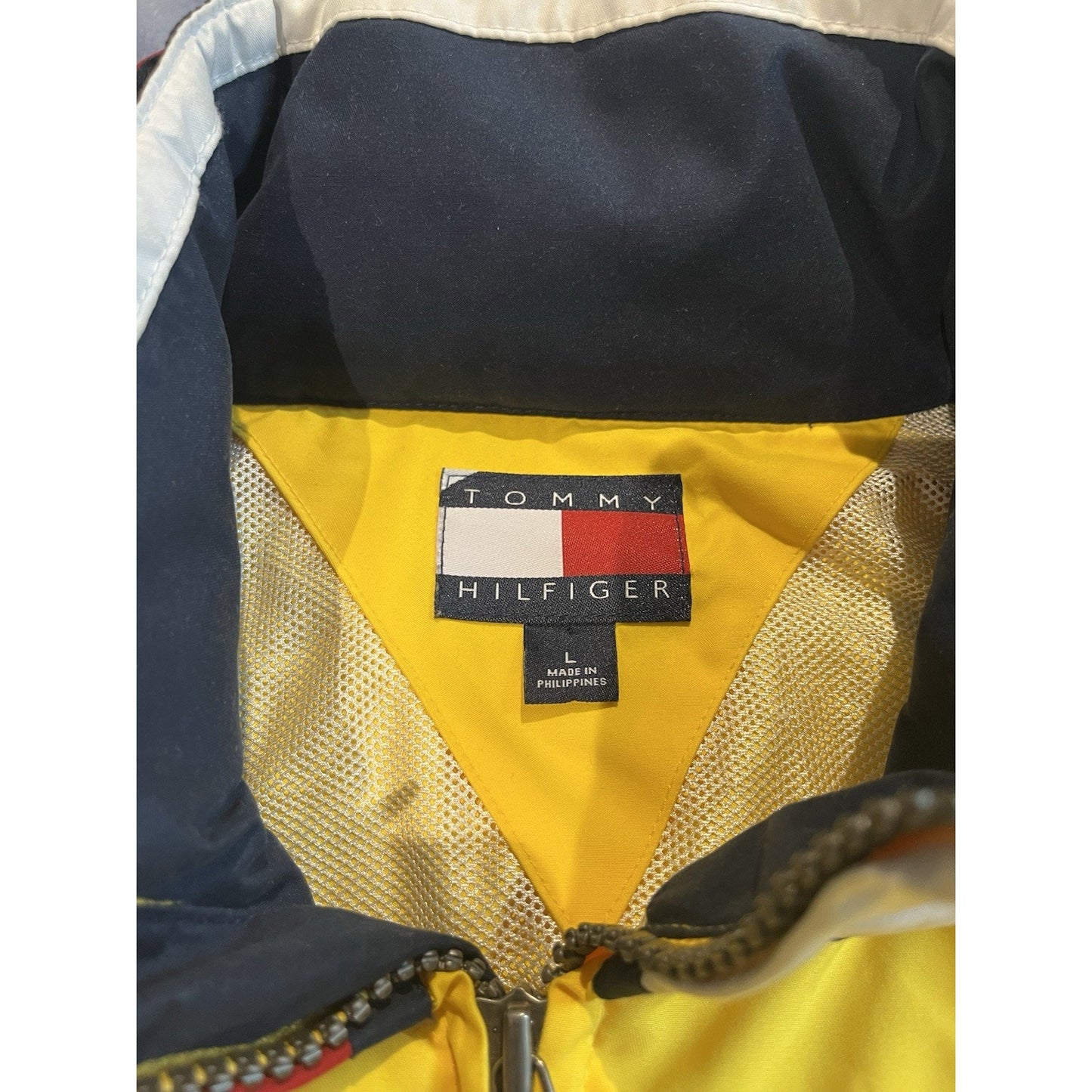 Vtg Tommy Hilfiger Men's L full zip hooded winbreaker rain jacket