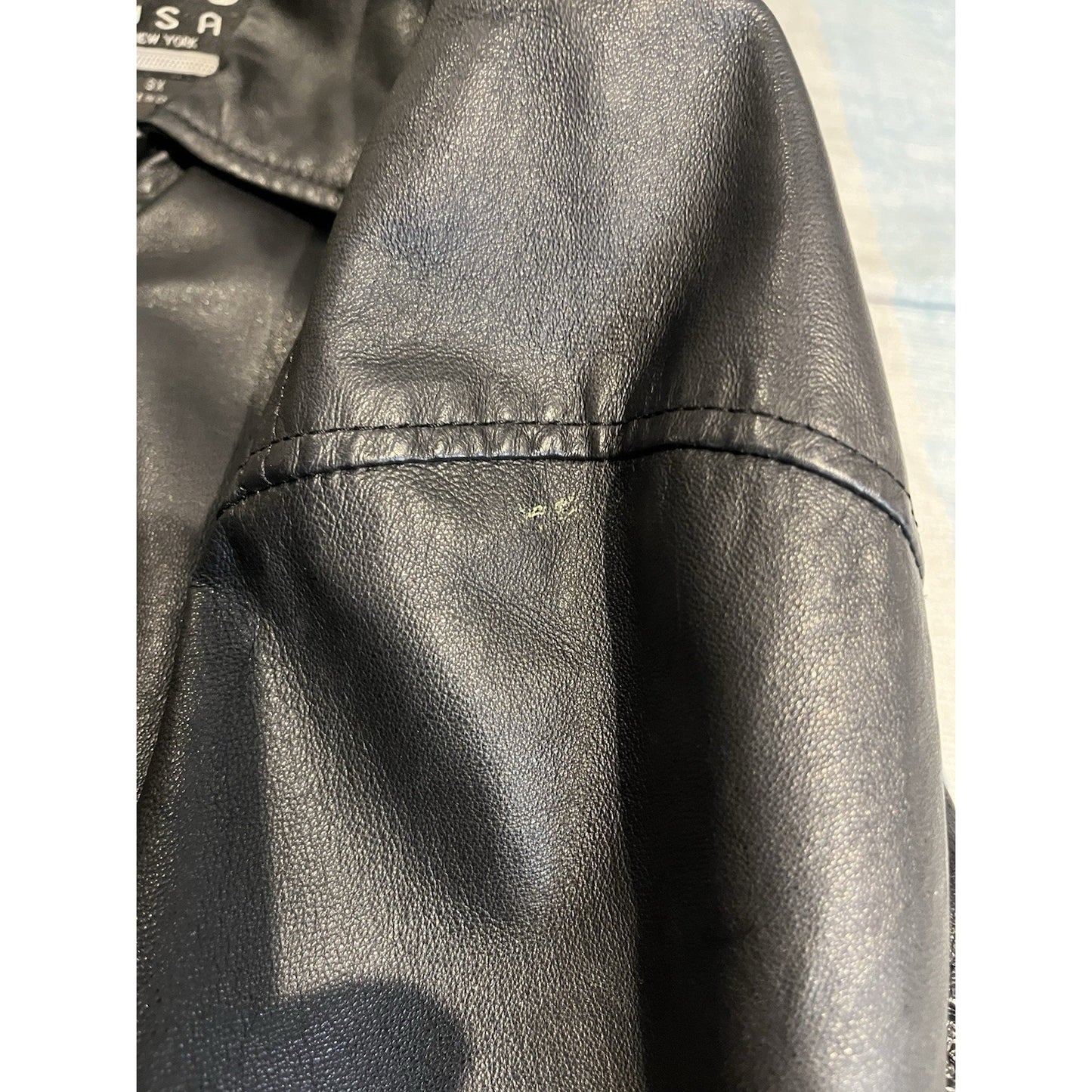 Winco USA Men's 3XL full zip black leather jacket