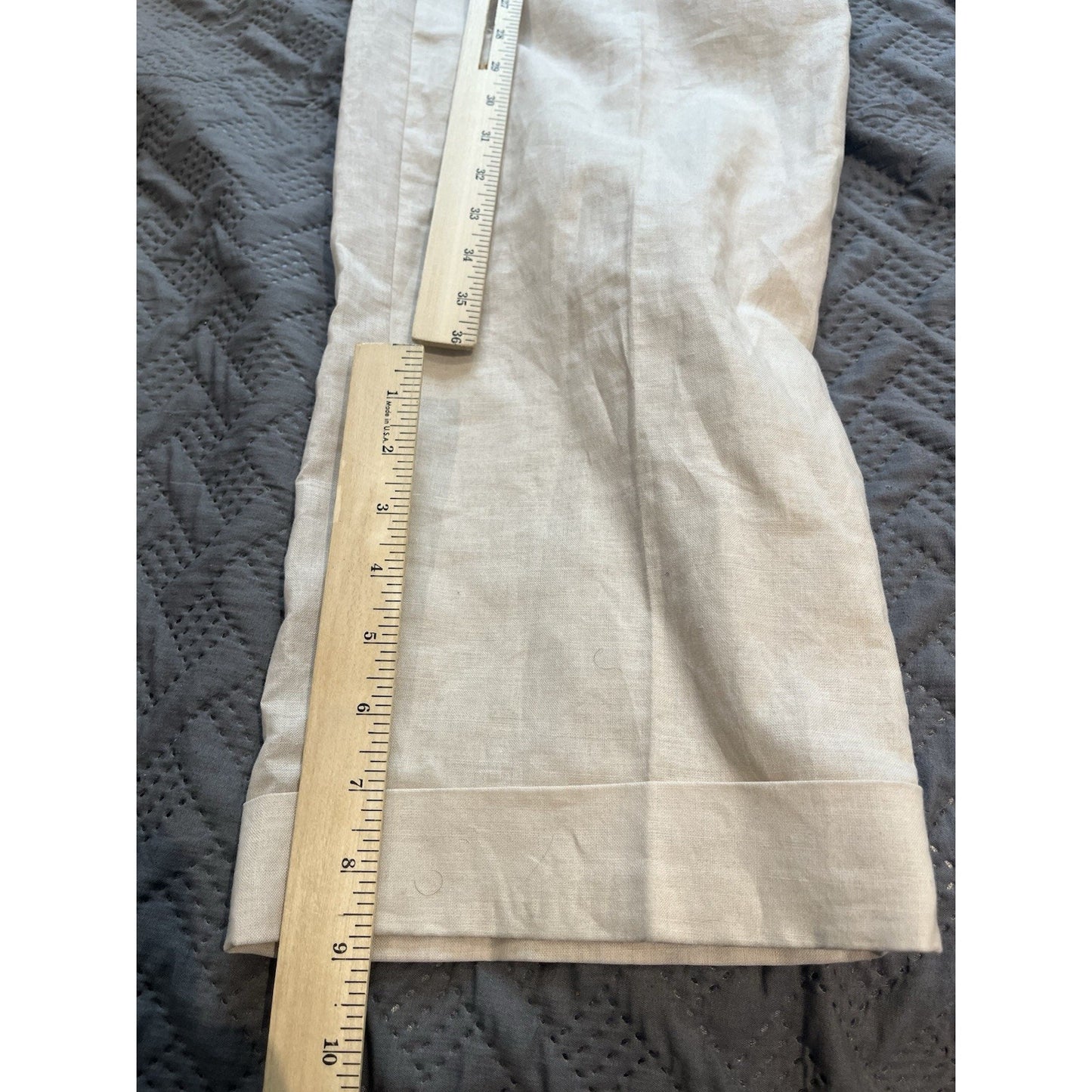 Bagazio Men's 36 x 33 ramie blend cuffed zara cream cuffed chino pants NWT