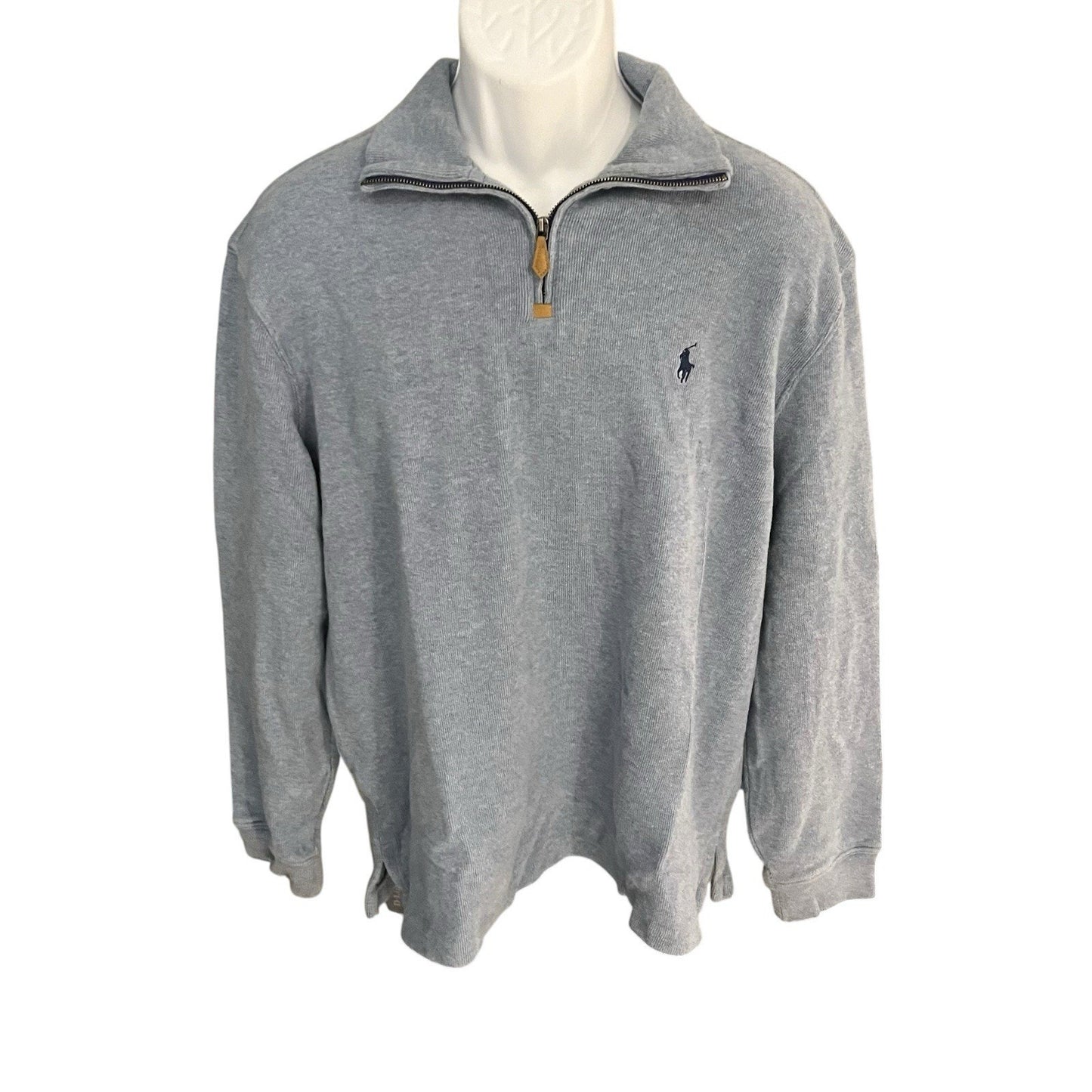 Vtg Polo Ralph Lauren Men's L blue high neck 1/4 zip sweater