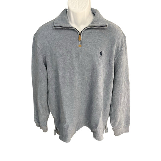 Vtg Polo Ralph Lauren Men's L blue high neck 1/4 zip sweater
