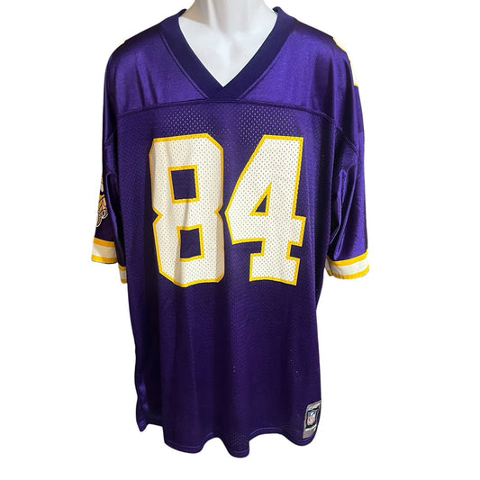 Vtg y2k Reebok NFL Men's XL Minnesota Vikings #84 Randy Moss Purple Jersey