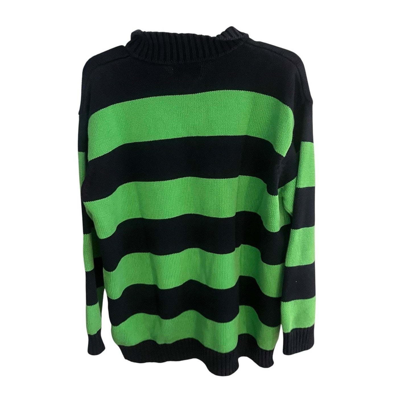 Lauren Ralph Lauren Women's XL Knit Mock Neck 1/4 zip Sweater Striped Blue Green