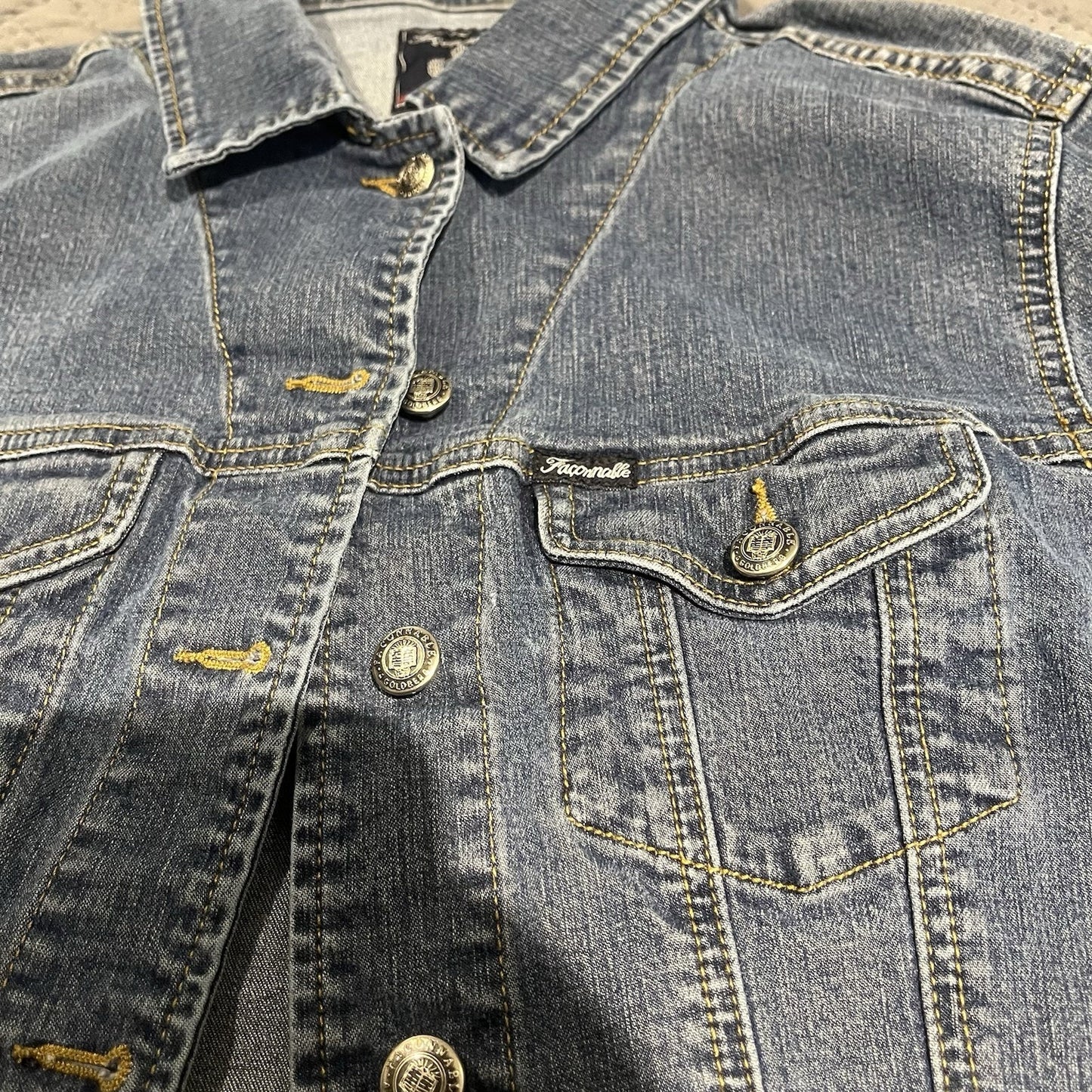 Faconnable Women's M Jacket Denim Blue Button Front