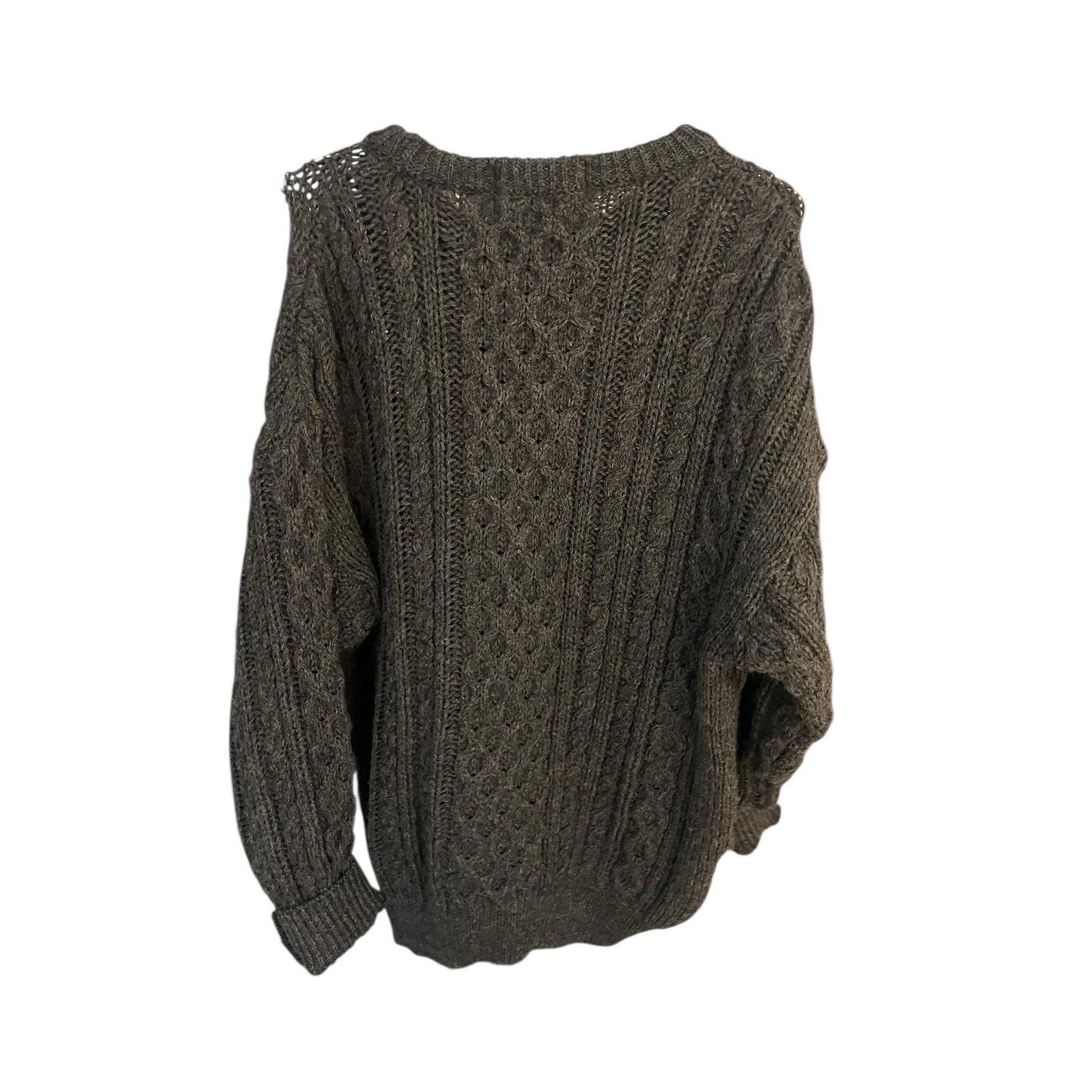 VTG Thornton Bay Women's L long sleeve cable knit 100% wool fisherman sweater