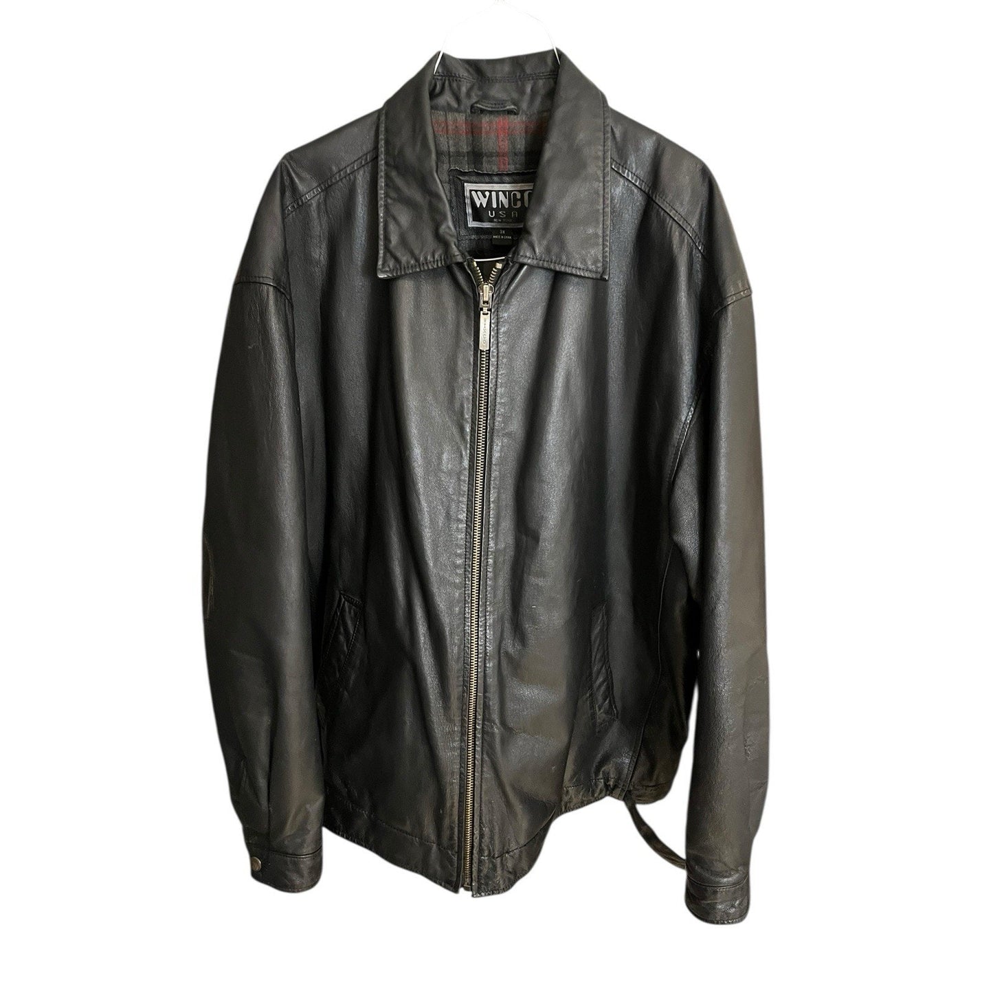 Winco USA Men's 3XL full zip black leather jacket