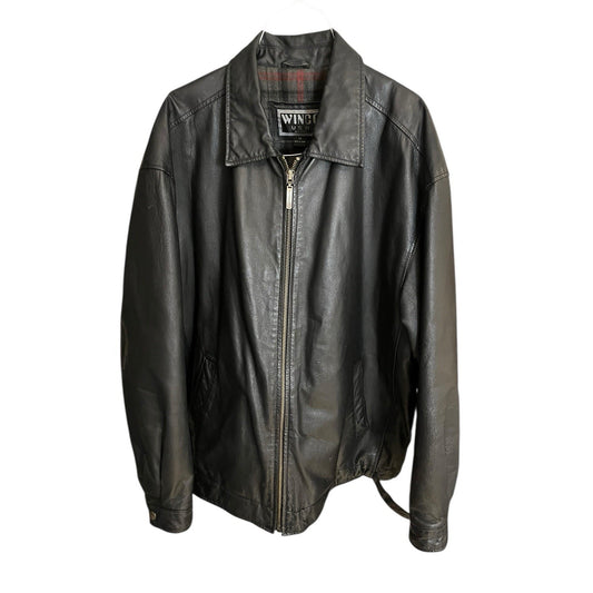 Winco USA Men's 3XL full zip black leather jacket