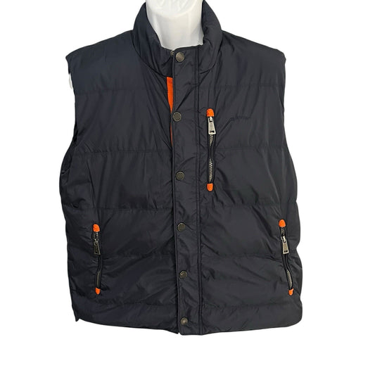 ORVIS Essex Puffer Vest Men's L Navy Blue Zip Pockets Duck Down Outdoor