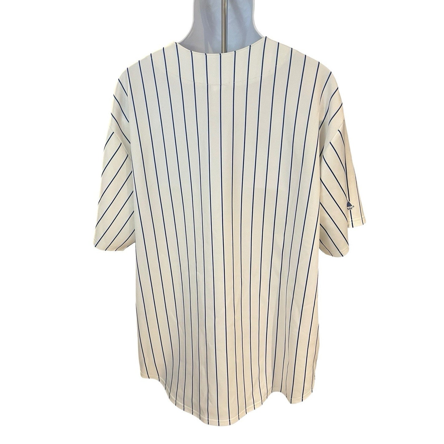 Majestic Men's XL MLB New York Mets white/blue pinstripe baseball jersey