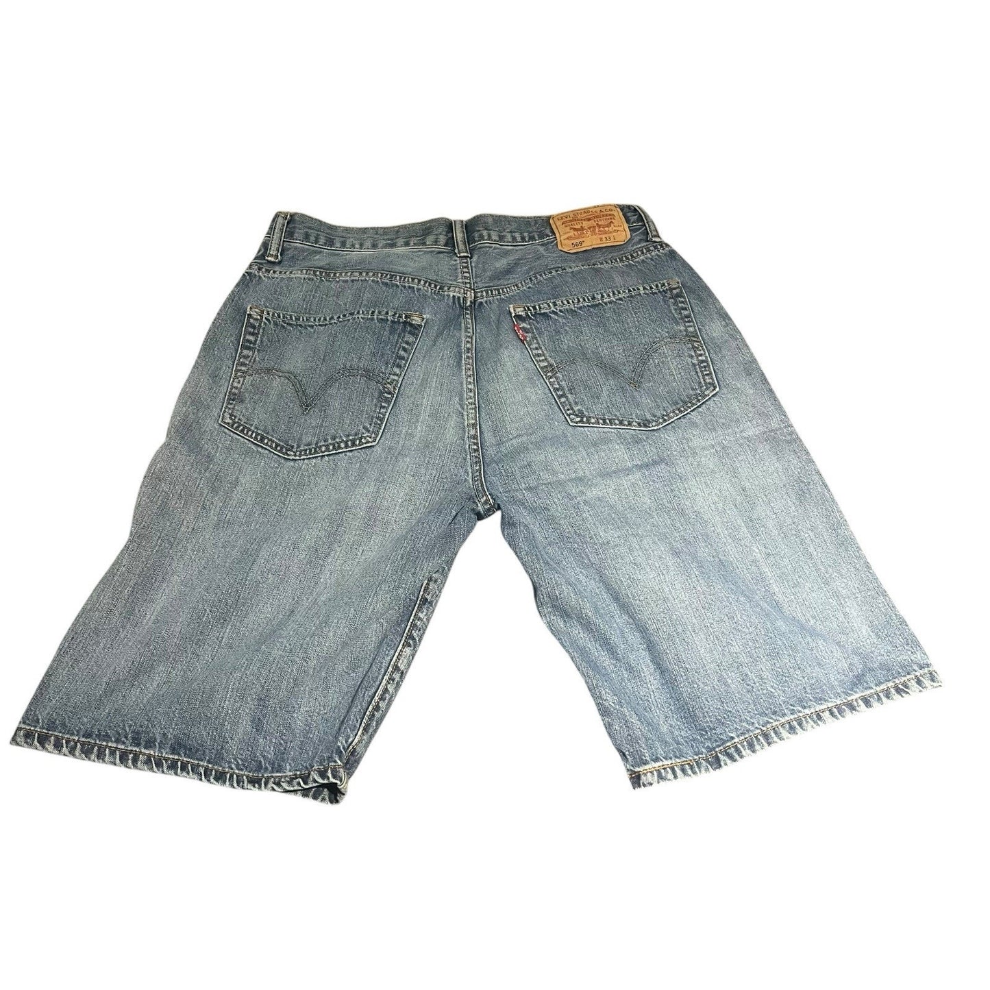 Levis 569 Jean Shorts Men 33 Jorts Loose Fit Straight Denim Baggy Y2K Faded Worn