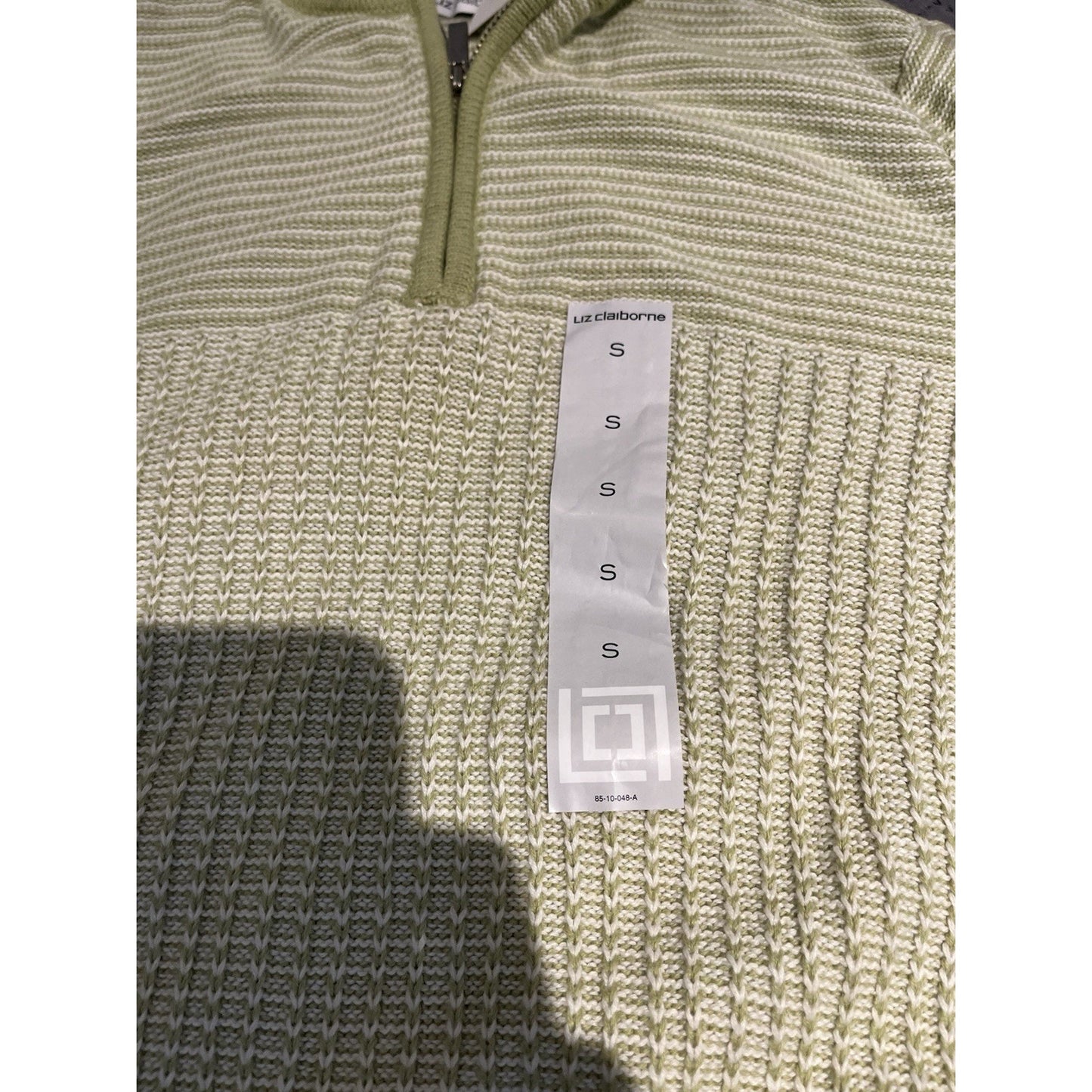 Liz Claiborne women's S Acacia Green 1/4 zip long sleeve sweater NWT