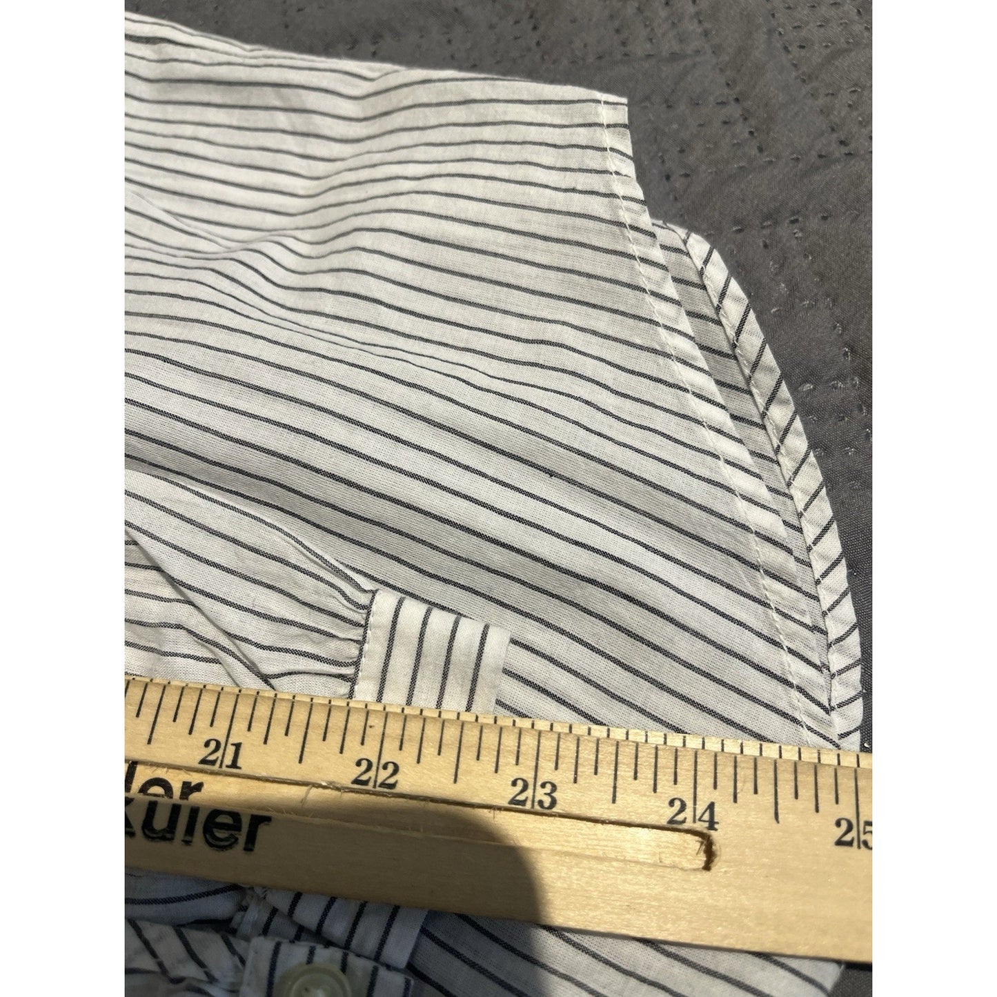 Loft Women's M pinstripe ruffle-neck shirt NWT