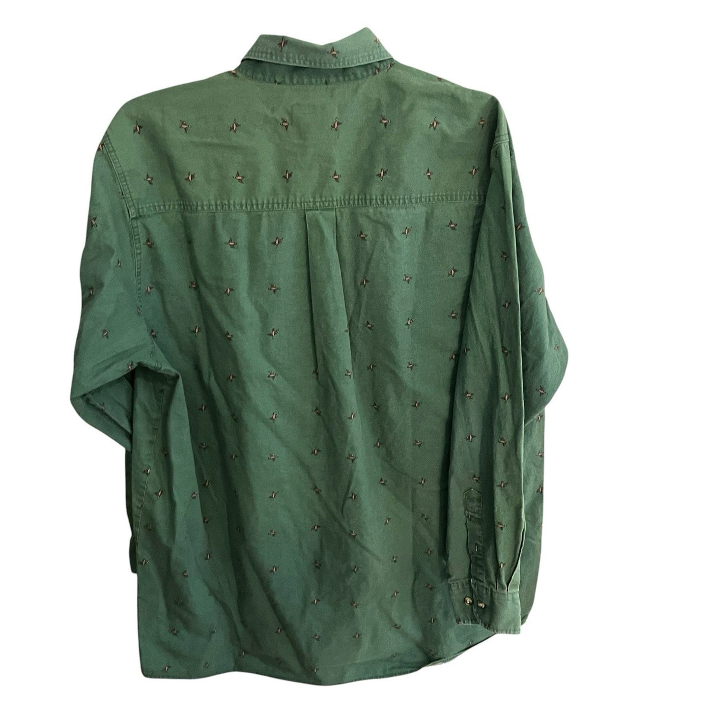 Wrangler Rugged Wear Men's XLT green all over duck print button up shirt
