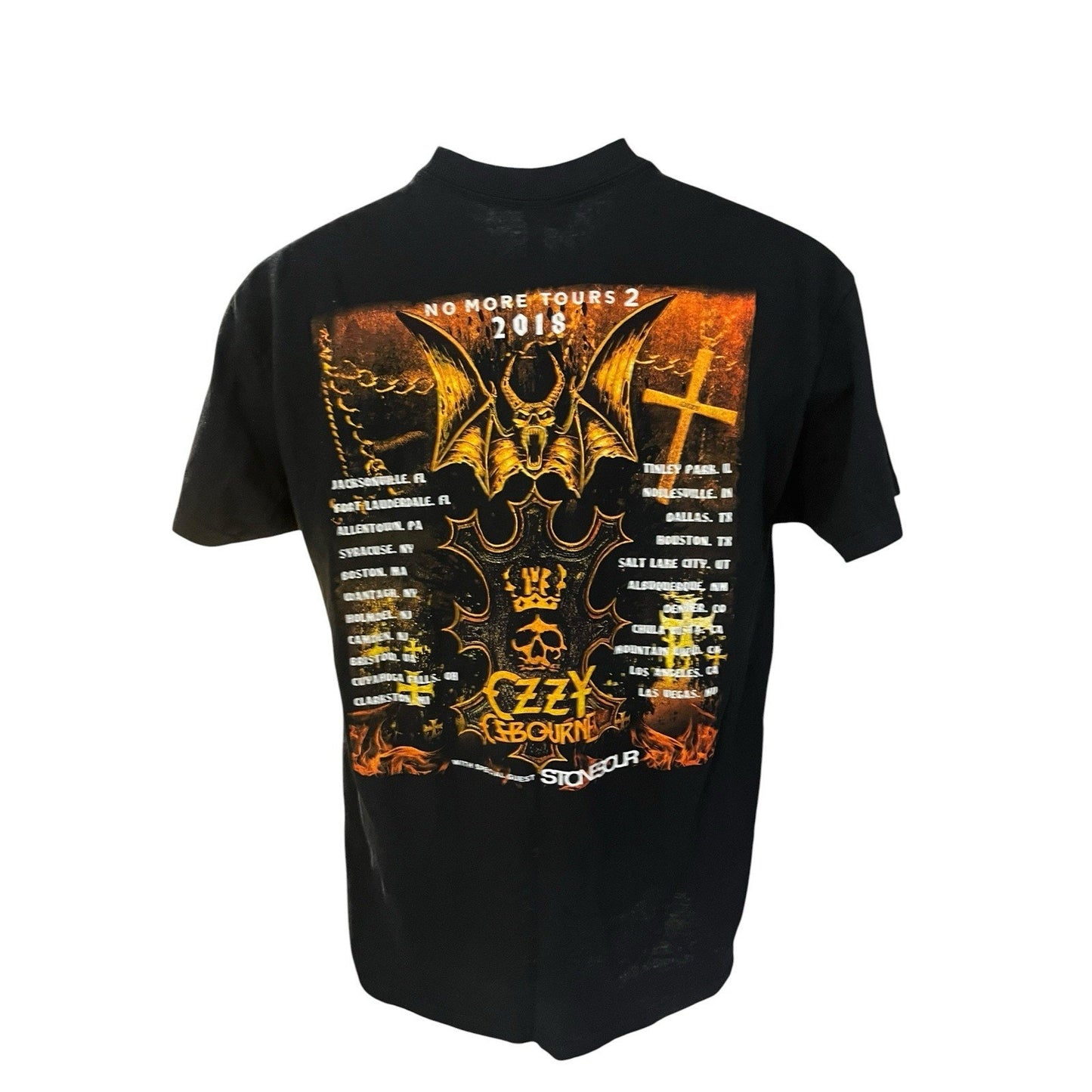 OZZY OSBOURNE 2018 No More Tours 2 Concert T-Shirt Black M Double Sided RARE