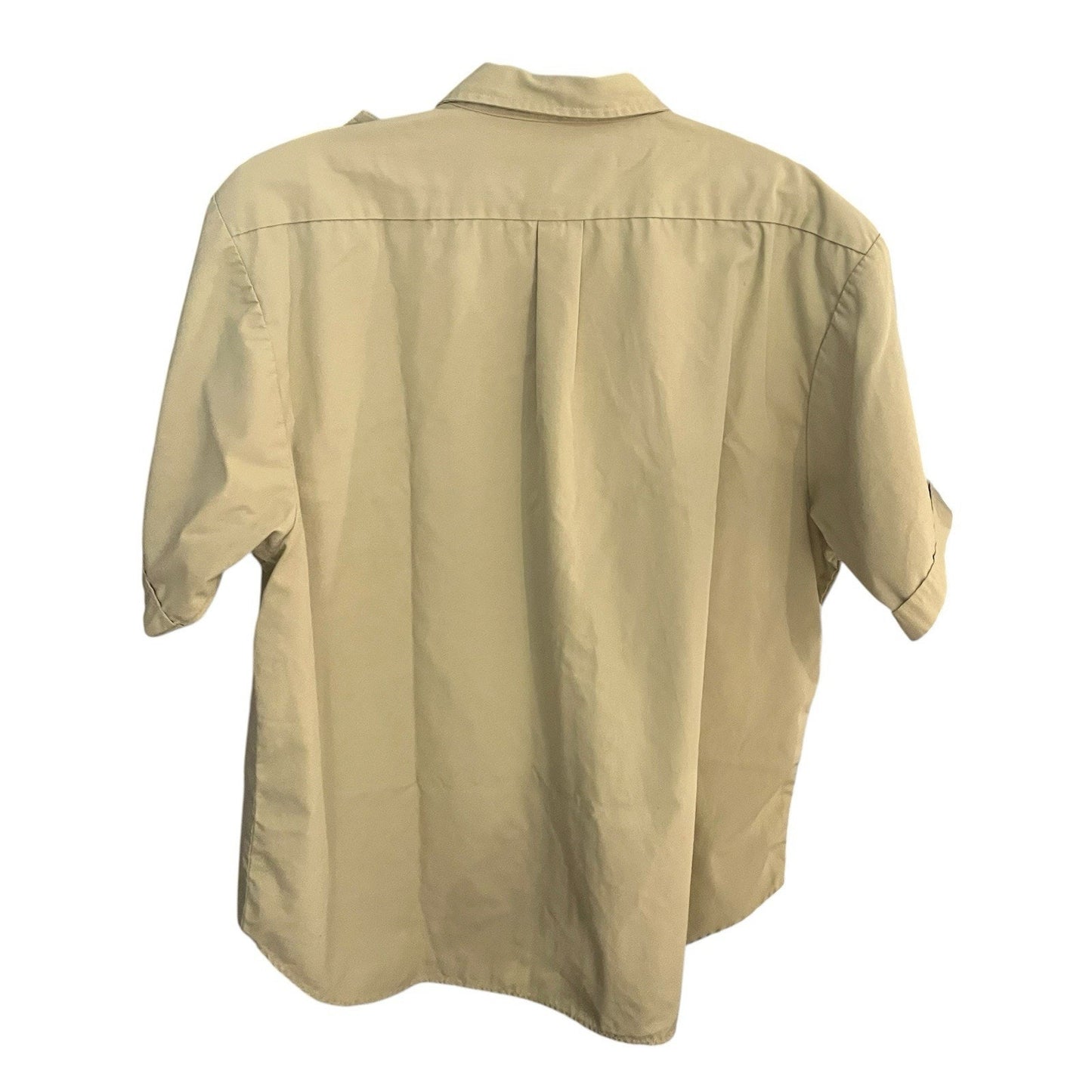 Vtg Winchester Men's XL Tan Padded Shoulder Vented Short Sleeve Button Up Shirt