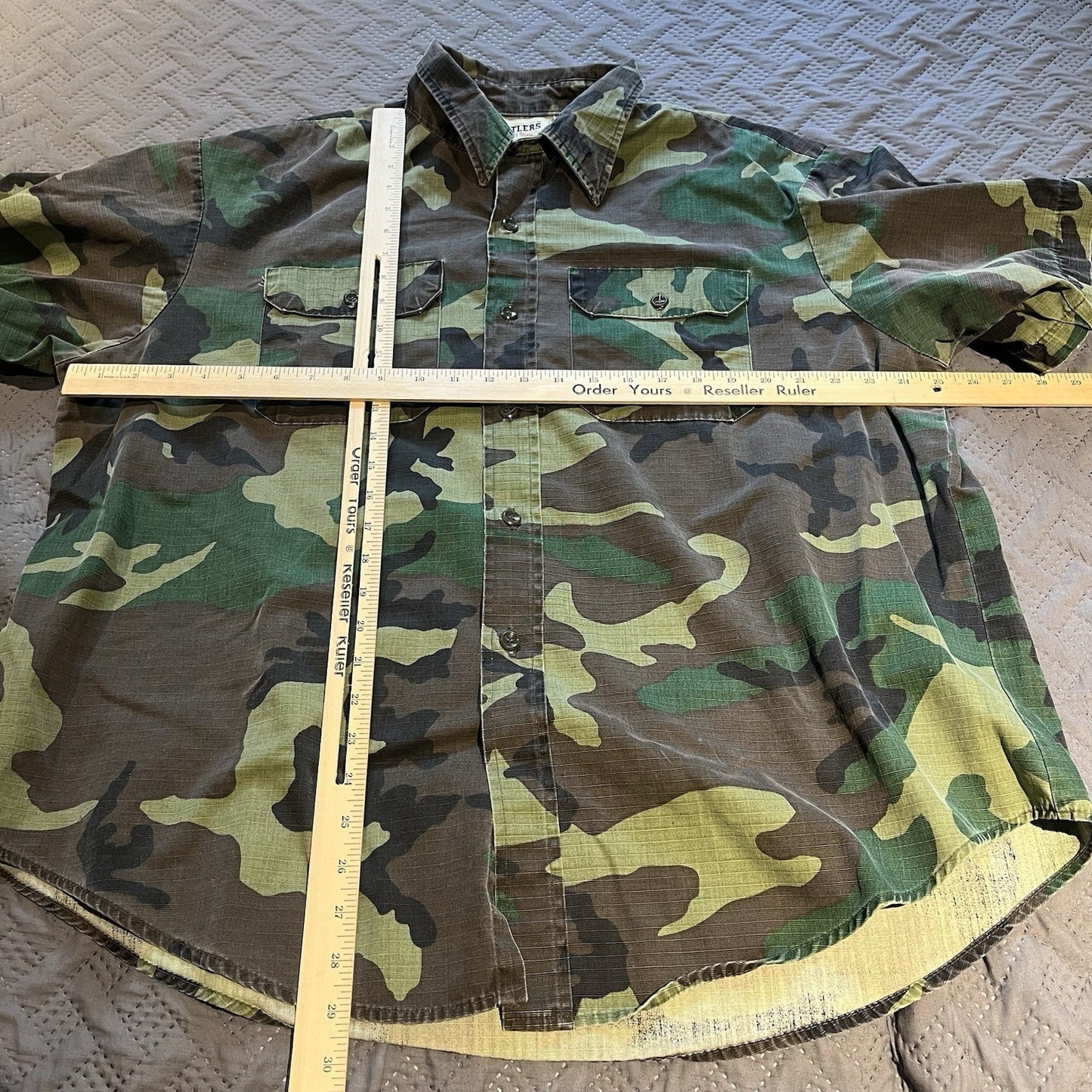 Vtg Rattlers Brand Men's XL Camo army Flannel Button-Up Shirt USA made