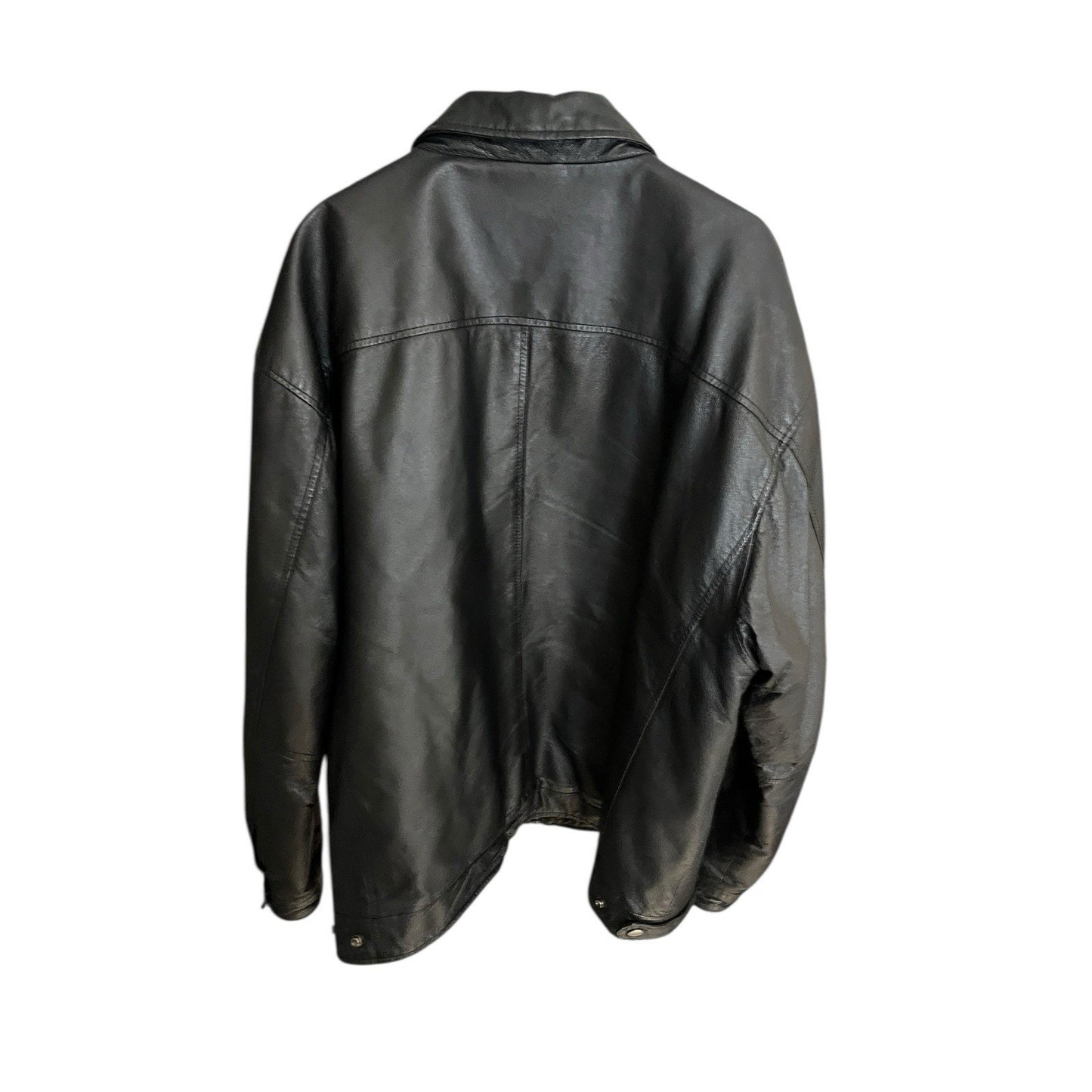 Winco USA Men's 3XL full zip black leather jacket