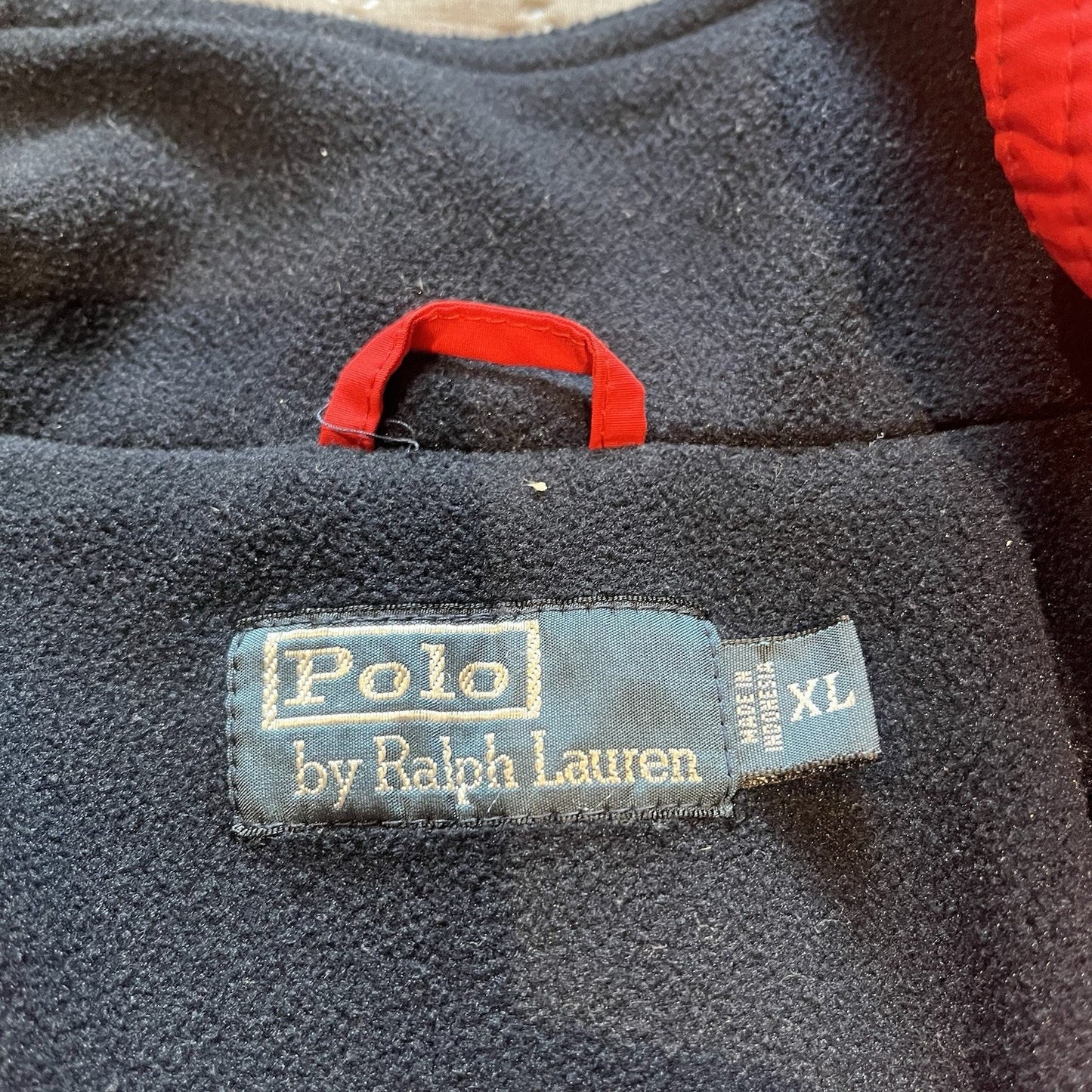 Vtg Polo Ralph Lauren Men's XL red fleece lining red full zip windbreaker jacket